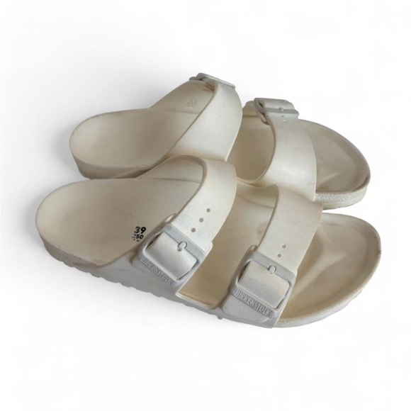 Birkenstock Shoes - Birkenstock Arizona Eva White Buckle Slide Sandals Women’s Size EUR39